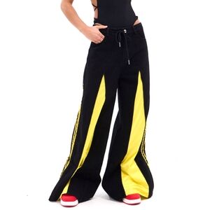 NEW Akira Game Time Decision Extra Extra Wide Leg Jeans XL (14-16) Black Yellow
